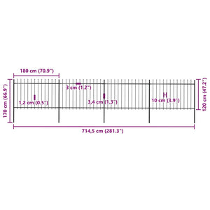 Φράχτης Κήπου με Κορυφή Δόρυ από Ατσάλι 714,5 x 120 εκ. Μαύρος - PAKOBAZAAR
