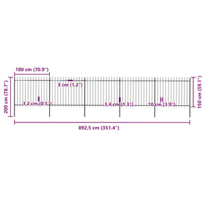 Φράχτης Κήπου με Κορυφή Δόρυ από Ατσάλι 892,5 x 150 εκ. Μαύρος - PAKOBAZAAR