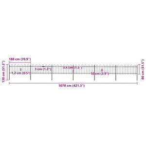 Φράχτης Κήπου με Κορυφή από Ατσάλι 1070x80 εκ. Μαύρος - PAKOBAZAAR