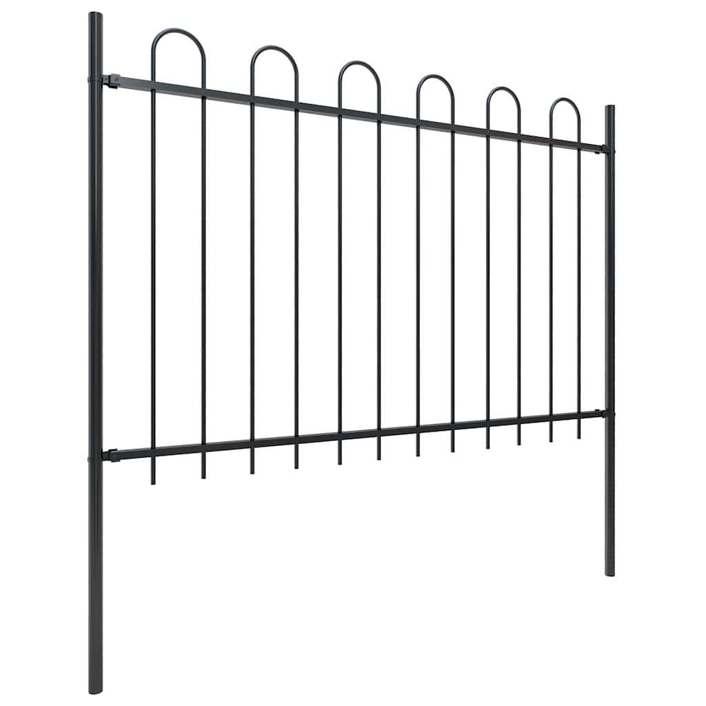 Φράχτης Κήπου με Κορυφή από Ατσάλι, Μαύρος 537 x 120 εκ. - PAKOBAZAAR