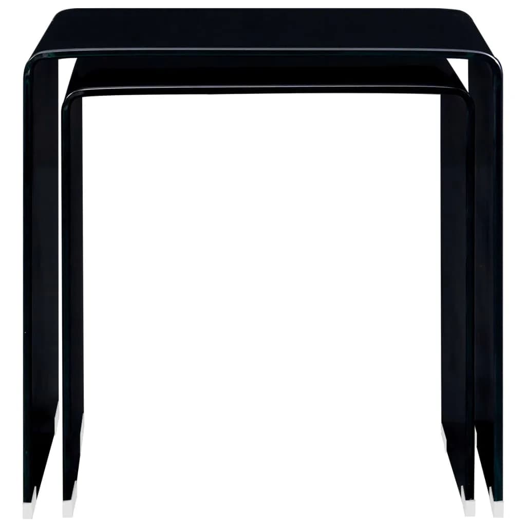 Σετ Τραπέζια Ζιγκόν 2 τεμ. Μαύρα 42x42x41,5 εκ. Ψημένο Γυαλί