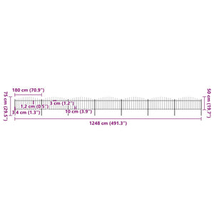Κάγκελα Περίφραξης με Λόγχες Μαύρα (0,5-0,75)x11,9 μ. Ατσάλινα - PAKOBAZAAR