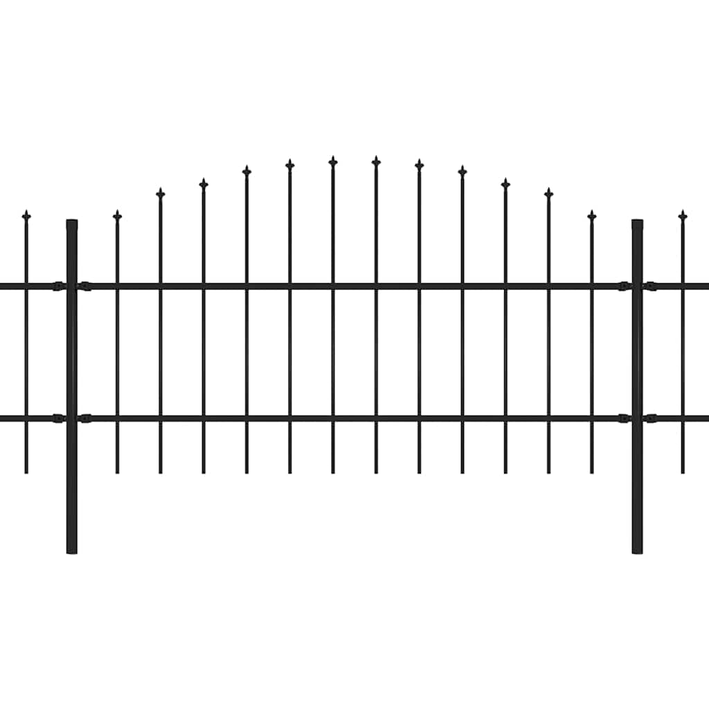 Φράχτης Κήπου με Κορυφή Δόρυ από Ατσάλι 1781,5 x 100 εκ. Μαύρος