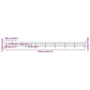 Κάγκελα Περίφραξης με Λόγχες Μαύρα (1-1,25) x 13,6 μ. Ατσάλινα - PAKOBAZAAR