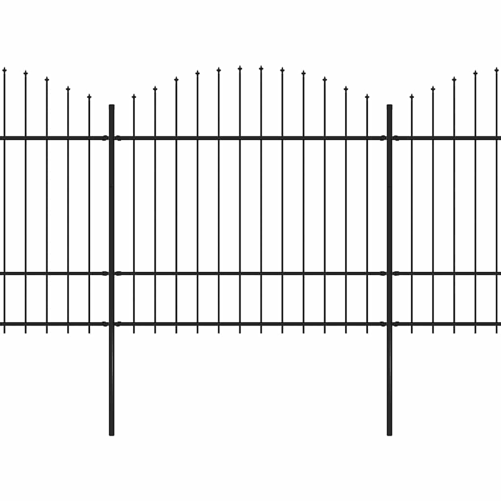 Φράχτης Κήπου με Κορυφή Δόρυ από Ατσάλι 1781,5 x 175 εκ. Μαύρος
