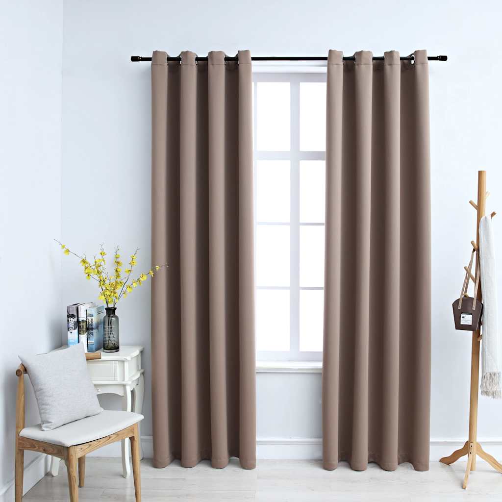 Κουρτίνες Συσκότισης Μεταλ. Κρίκοι 2 τεμ. Taupe 140x245 εκ. - PAKOBAZAAR