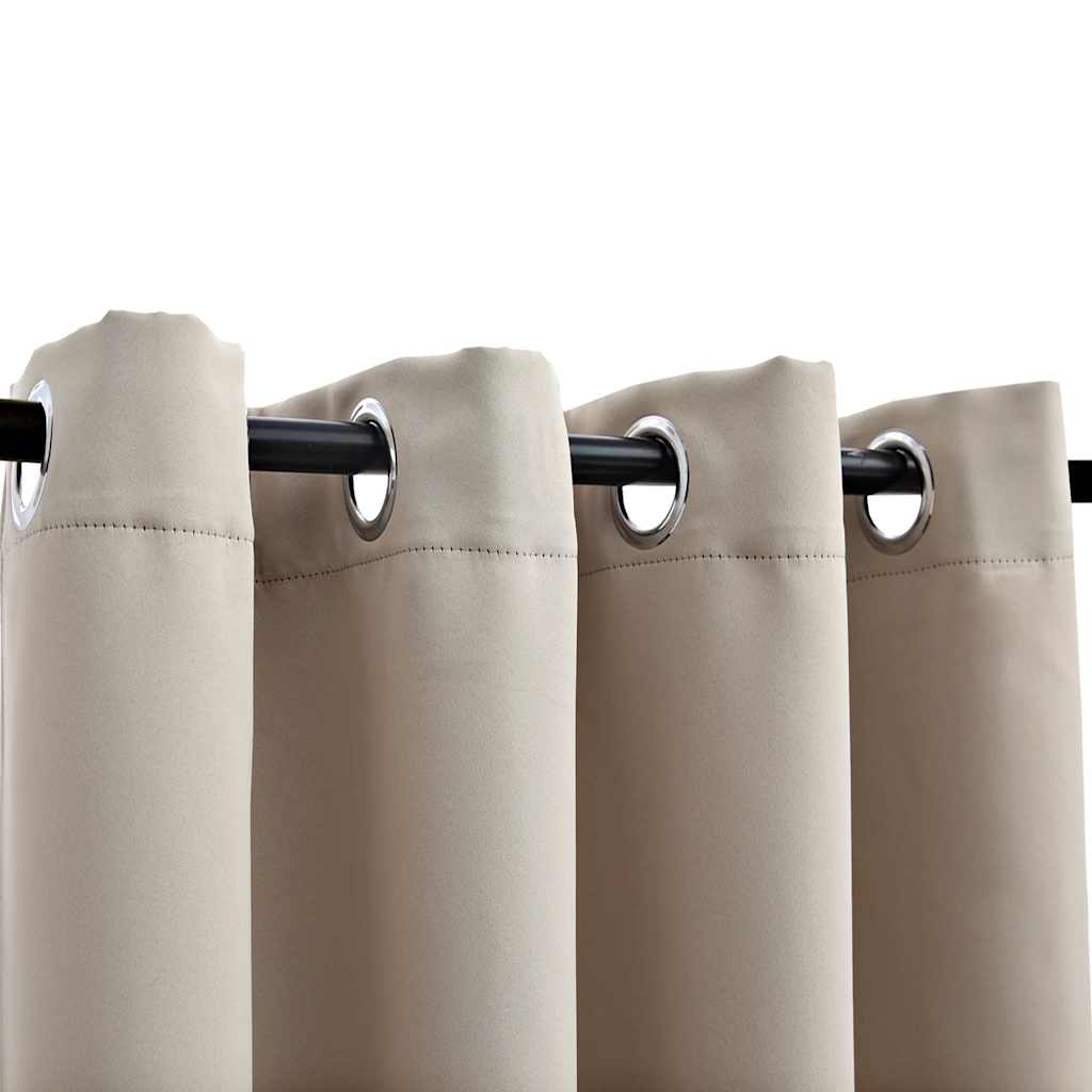 Κουρτίνες Συσκότισης Μεταλ. Κρίκοι 2 τεμ. Μπεζ 140x245 εκ. - PAKOBAZAAR