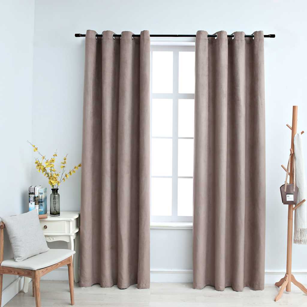 Κουρτίνες Συσκότισης Μεταλ. Κρίκοι 2 τεμ. Taupe 140x245 εκ. - PAKOBAZAAR