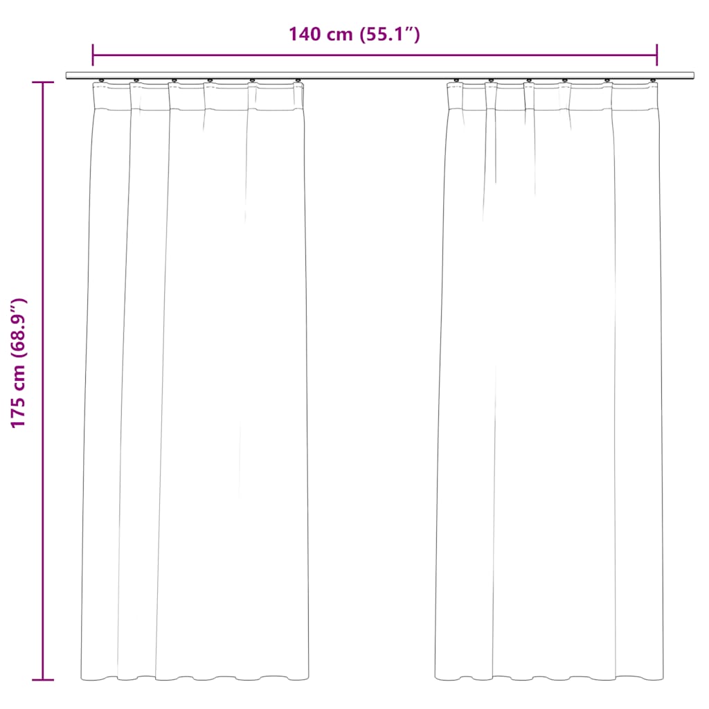 Κουρτίνες Συσκότ. Γάντζοι 2 τεμ. Ροζ Αντικέ 140x175 εκ. Βελούδο - PAKOBAZAAR
