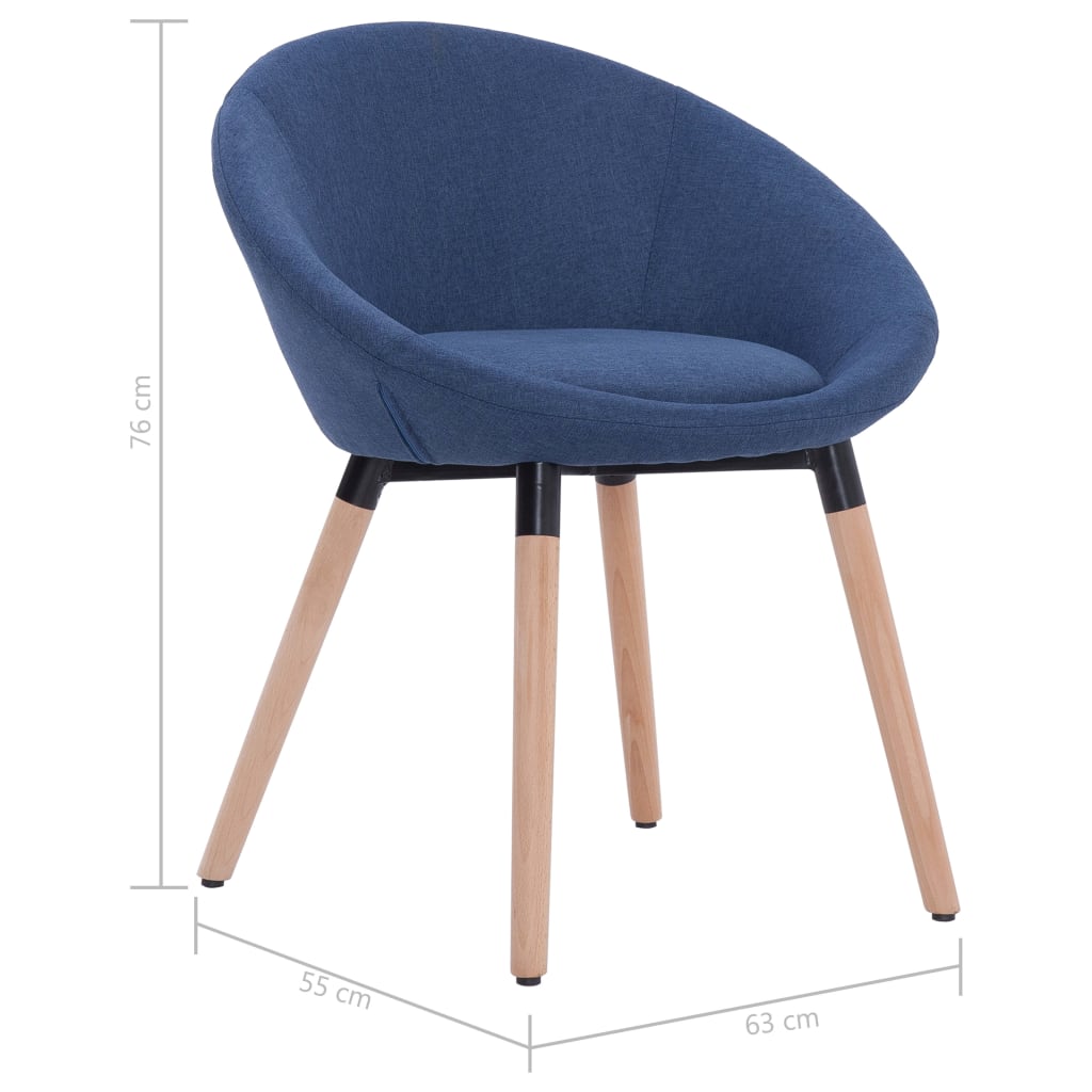 Καρέκλες Τραπεζαρίας 6 τεμ. Μπλε Υφασμάτινες