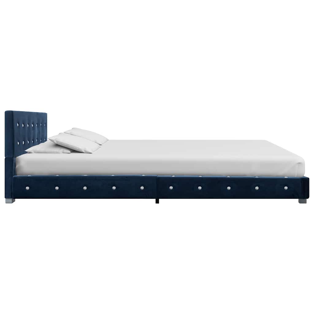 Κρεβάτι Μπλε 140 x 200 εκ. Βελούδινο με Στρώμα