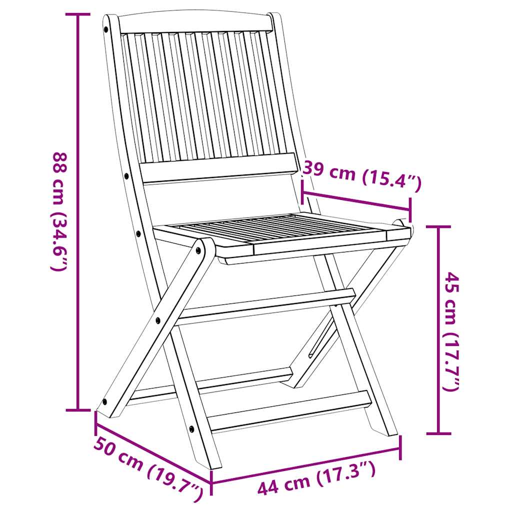 Καρέκλες Κήπου Πτυσσόμενες 2 τεμ. από Μασίφ Ξύλο Ακακίας - Pakobazaar
