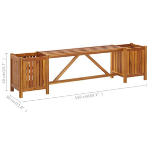 Πάγκος Κήπου με 2 Γλάστρες 150x30x40 εκ. από Μασίφ Ξύλο Ακακίας - Pakobazaar