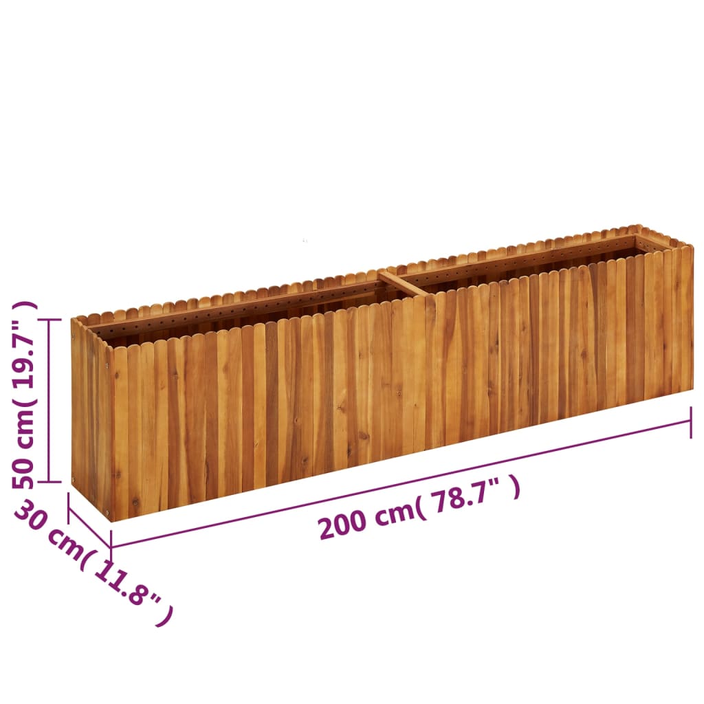 Ζαρντινιέρα Υπερυψωμένη 200 x 30 x 50 εκ. Μασίφ Ξύλο Ακακίας