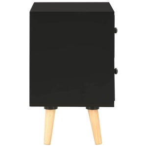 Κομοδίνα 2 τεμ. Μαύρα 40 x 30 x 50 εκ. από Μασίφ Ξύλο Πεύκου - Pakobazaar