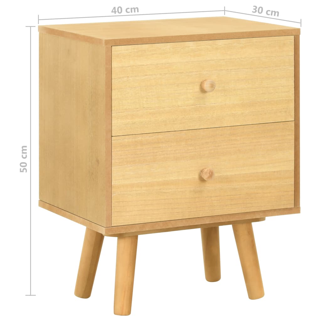 Κομοδίνα 2 τεμ. 40 x 30 x 50 εκ. από Μασίφ Ξύλο Πεύκου