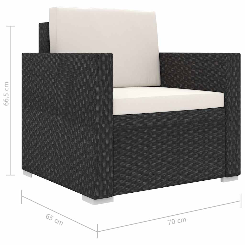 Σαλόνι Κήπου 13 Τεμαχίων Μαύρο από Συνθετικό Ρατάν με Μαξιλάρια