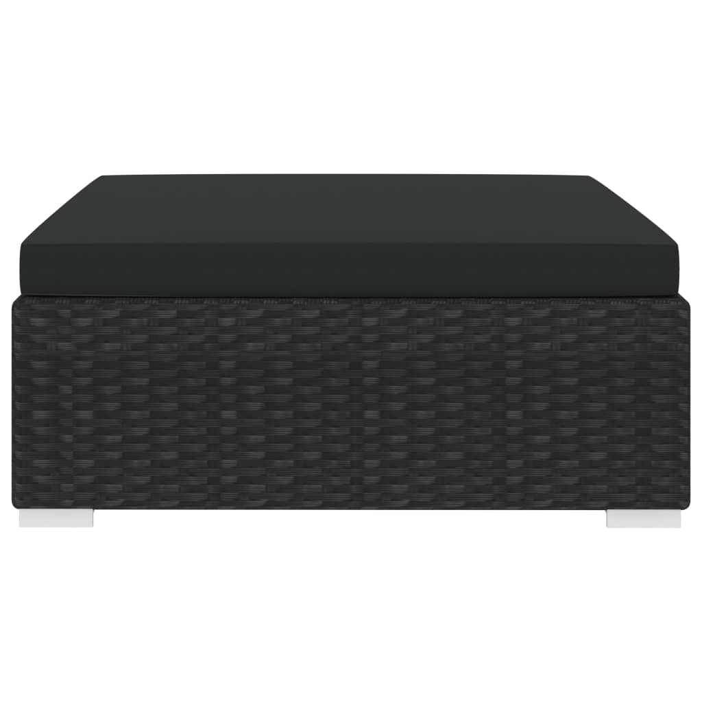 Υποπόδιο Τμηματικό 1 τεμ. Μαύρο από Συνθετικό Ρατάν με Μαξιλάρι