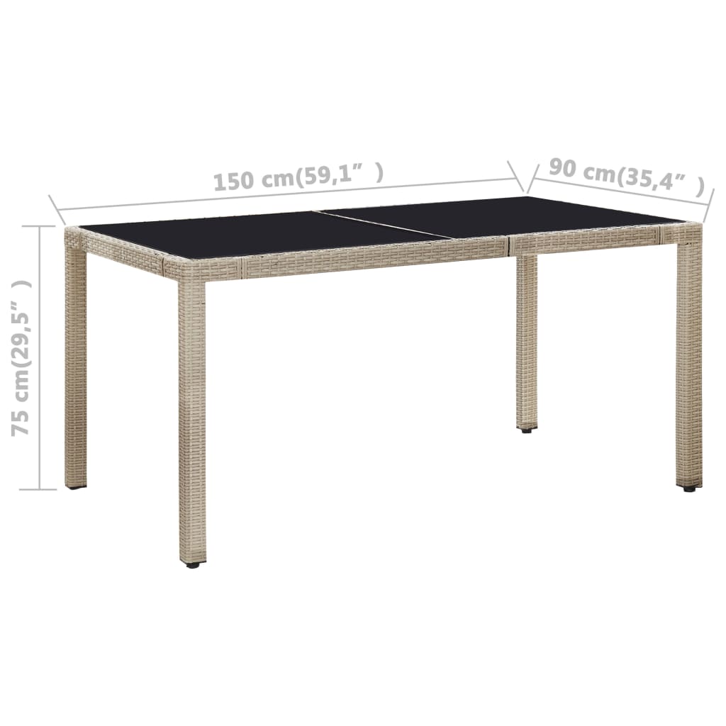 Σετ Τραπεζαρίας Εξ. Χώρου 7 τεμ. Μπεζ Συνθ. Ρατάν με Μαξιλάρια - Pakobazaar