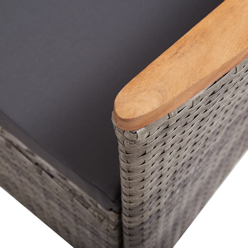 Σετ Τραπεζαρίας Εξ. Χώρου 9 τεμ. Γκρι Συνθ. Ρατάν με Μαξιλάρια