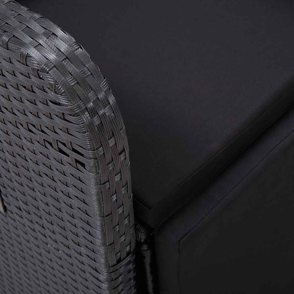 Σετ Εξωτερικής Τραπέζης με μαξιλάρι 11 pcs Μαύρο Πολυ ράταν