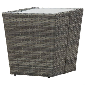 Τραπέζι Βοηθητικό Γκρι 41,5x41,5x43 εκ. Συνθ.Ρατάν/Ψημένο Γυαλί