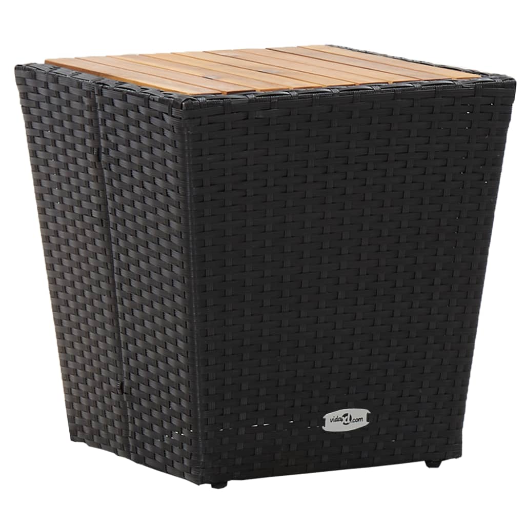 Τραπέζι Βοηθητικό Μαύρο 41,5x41,5x43 εκ Συνθ.Ρατάν/Ξύλο Ακακίας