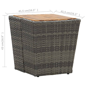Τραπέζι Βοηθητικό Γκρι 41,5x41,5x43 εκ Συνθ.Ρατάν/Ξύλο Ακακίας
