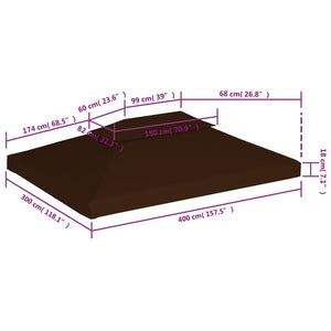 Κάλυμμα για Κιόσκι 2 Επιπέδων Καφέ 4 x 3 μ. 310 γρ./μ² - Pakobazaar