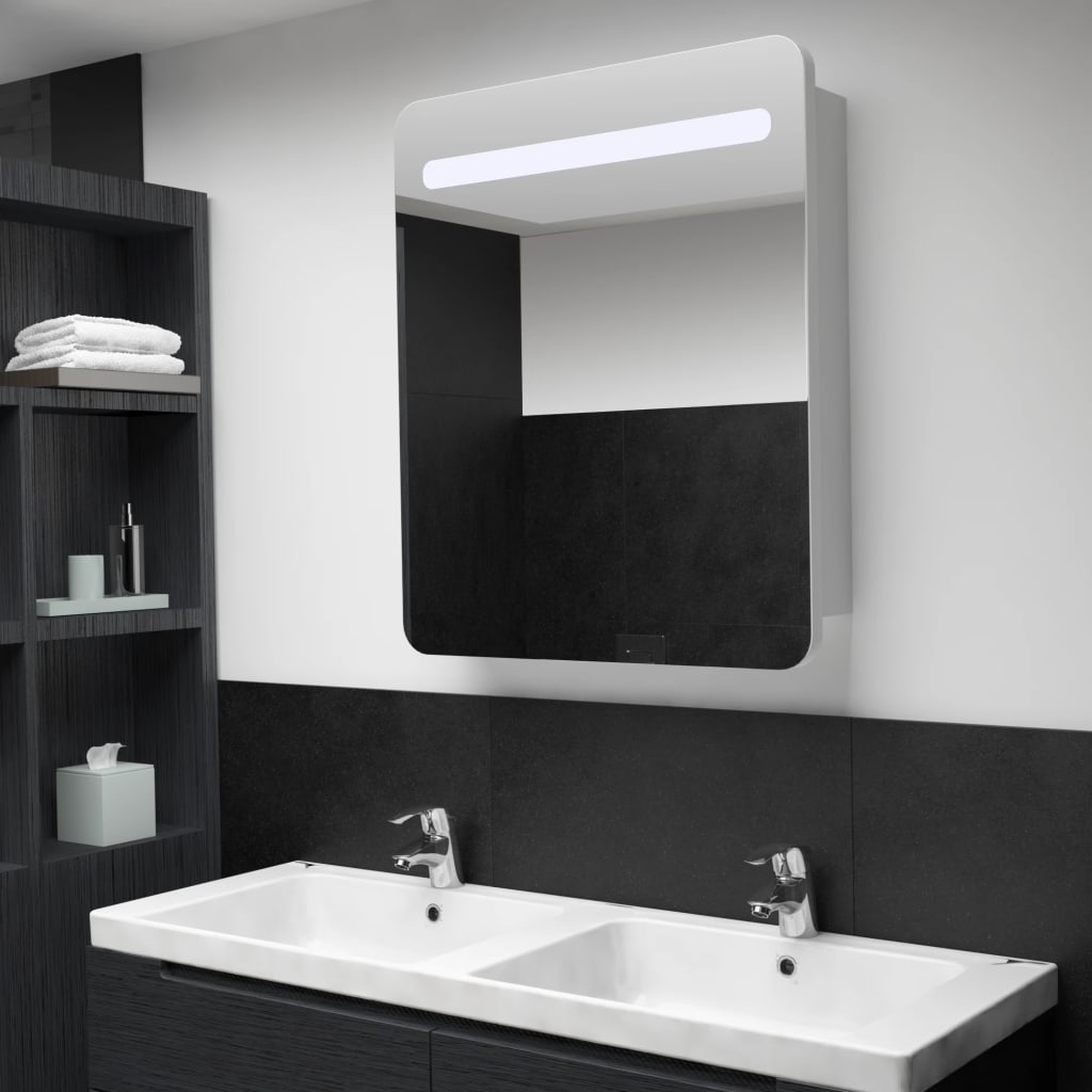 Ντουλάπι Μπάνιου με Καθρέφτη και Φωτισμό LED 68 x 9 x 80 εκ. - PAKOBAZAAR