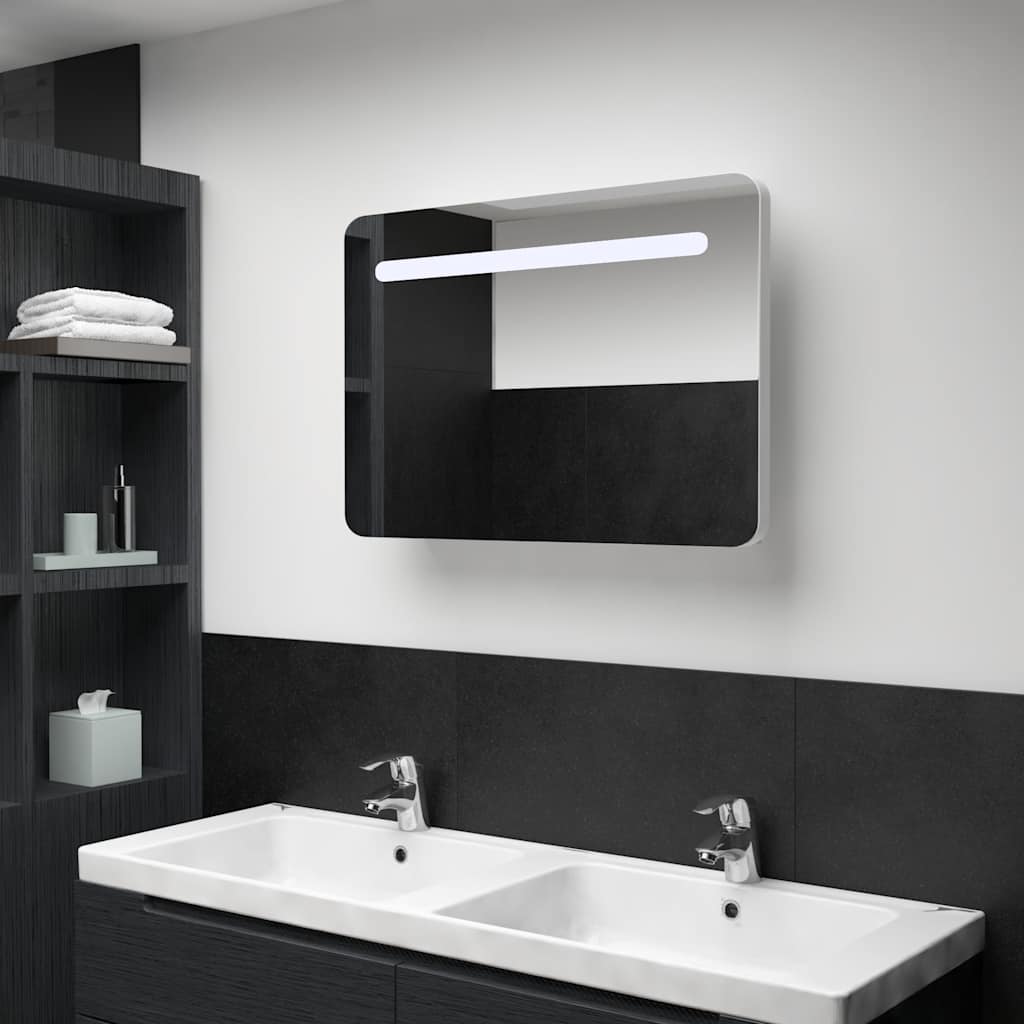 Ντουλάπι Μπάνιου με Καθρέφτη και Φωτισμό LED 80 x 9,5 x 55 εκ. - PAKOBAZAAR