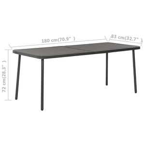 Τραπέζι Κήπου Σκούρο Γκρι 180 x 83 x 72 εκ. Ατσάλινο