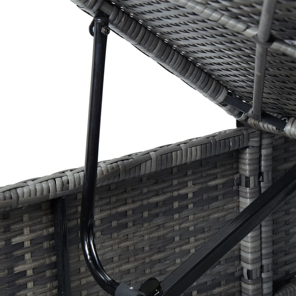 Ξαπλώστρα Γκρι από Συνθετικό Ρατάν με Μαξιλάρι