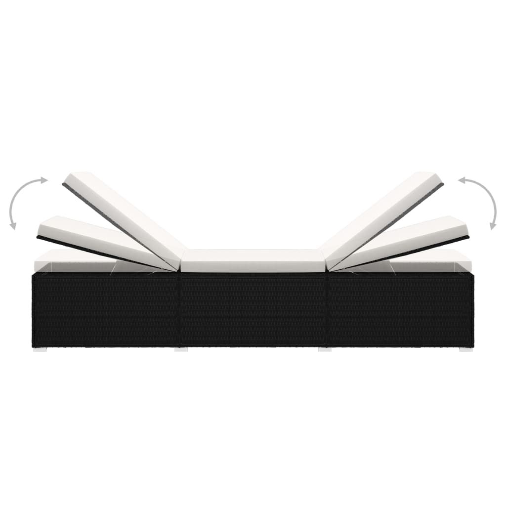 Ξαπλώστρα Λευκό Κρεμ από Συνθετ. Ρατάν με Μαξιλάρι & Τραπεζάκι