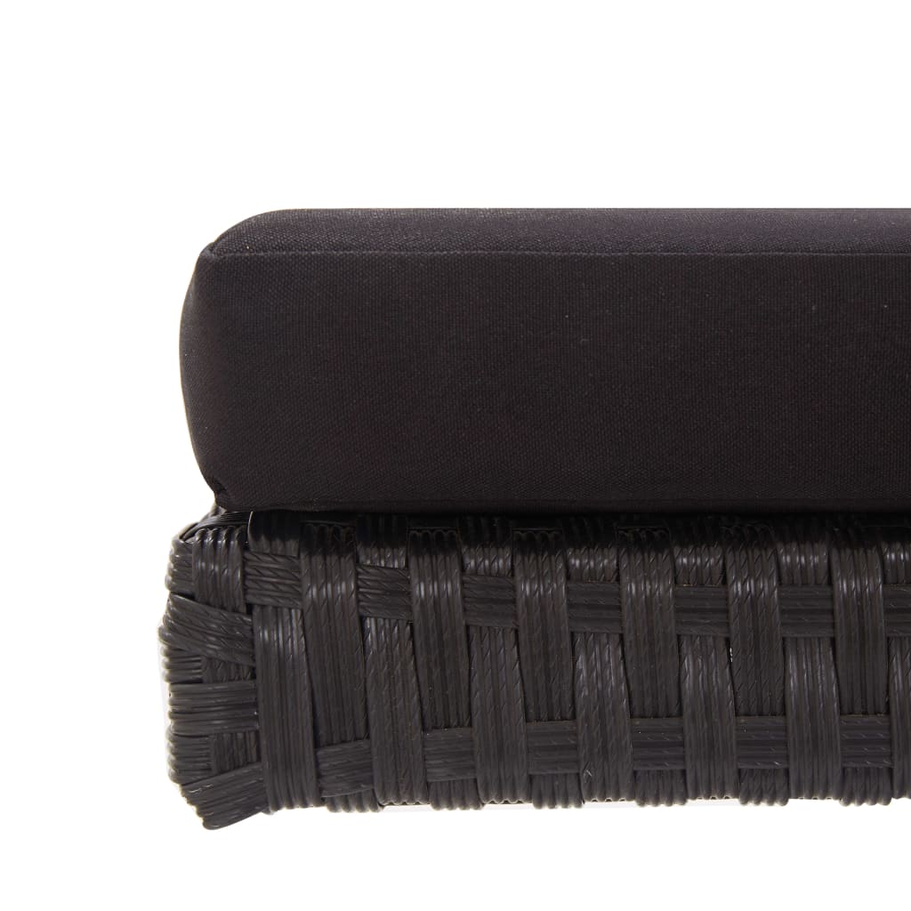 Παγκάκι Κήπου Μαύρο 176 εκ. από Συνθετικό Ρατάν με Μαξιλάρια