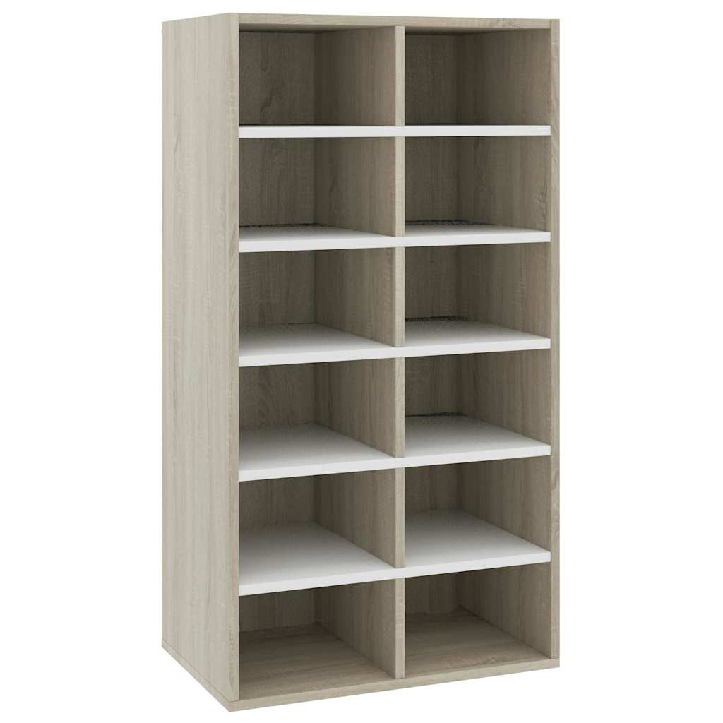Συρταριέρα Λευκή/Sonoma Δρυς 54x34x100,5 εκ. Επεξεργασμένο Ξύλο