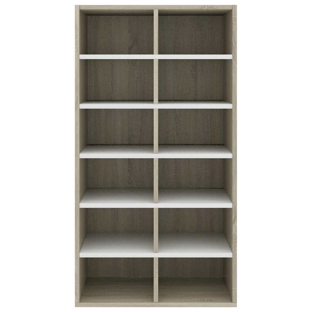 Συρταριέρα Λευκή/Sonoma Δρυς 54x34x100,5 εκ. Επεξεργασμένο Ξύλο