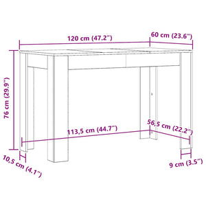 Τραπεζαρία Γκρι του Σκυροδέματος 120x60x76 εκ. από Επεξ. Ξύλο