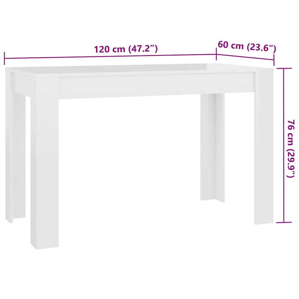 Τραπεζαρία Γυαλιστερό Λευκό 120 x 60 x 76 εκ. από Επεξ. Ξύλο