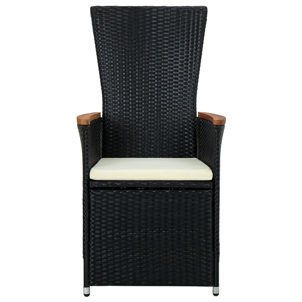 Σετ Τραπεζαρίας Εξ. Χώρου 9 τεμ. Μαύρο Συνθ. Ρατάν με Μαξιλάρια