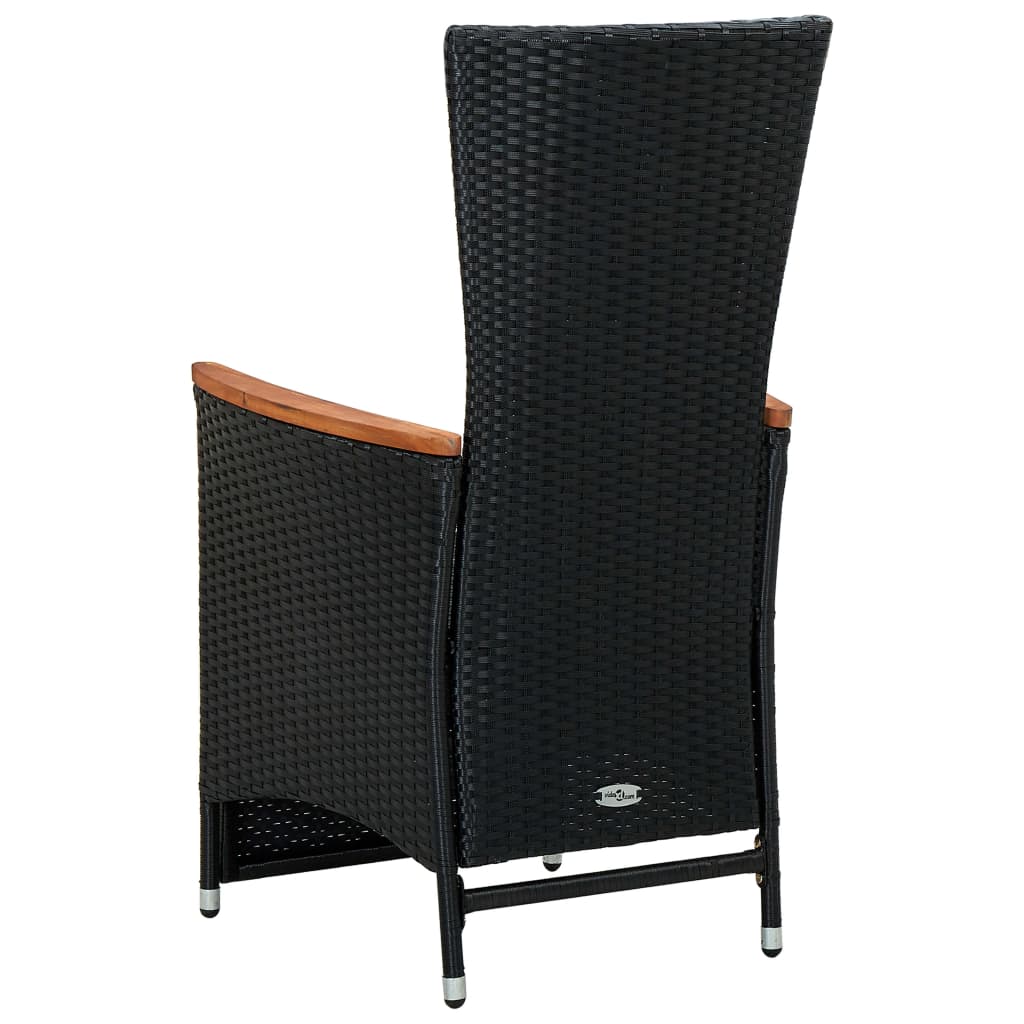 Σετ Τραπεζαρίας Εξ. Χώρου 9 τεμ. Μαύρο Συνθ. Ρατάν με Μαξιλάρια