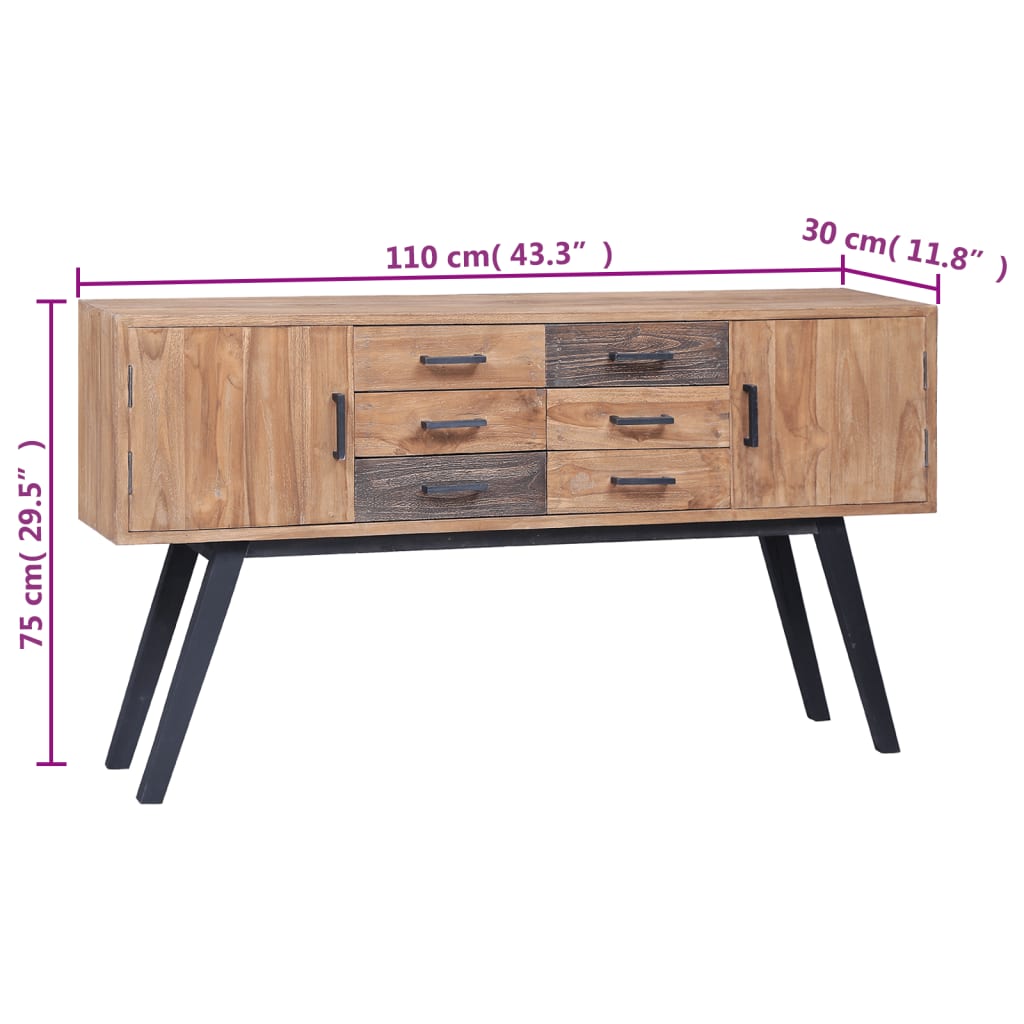 Μπουφές 110x30x75 εκ. από Μασίφ Ξύλο Teak - Pakobazaar