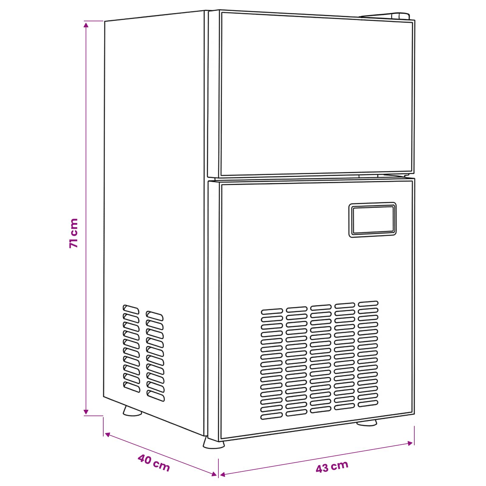 Μηχάνημα πάγου σε κύβους με πόρτα Ασημί 43 x 40 x 71 εκ. - Pakobazaar