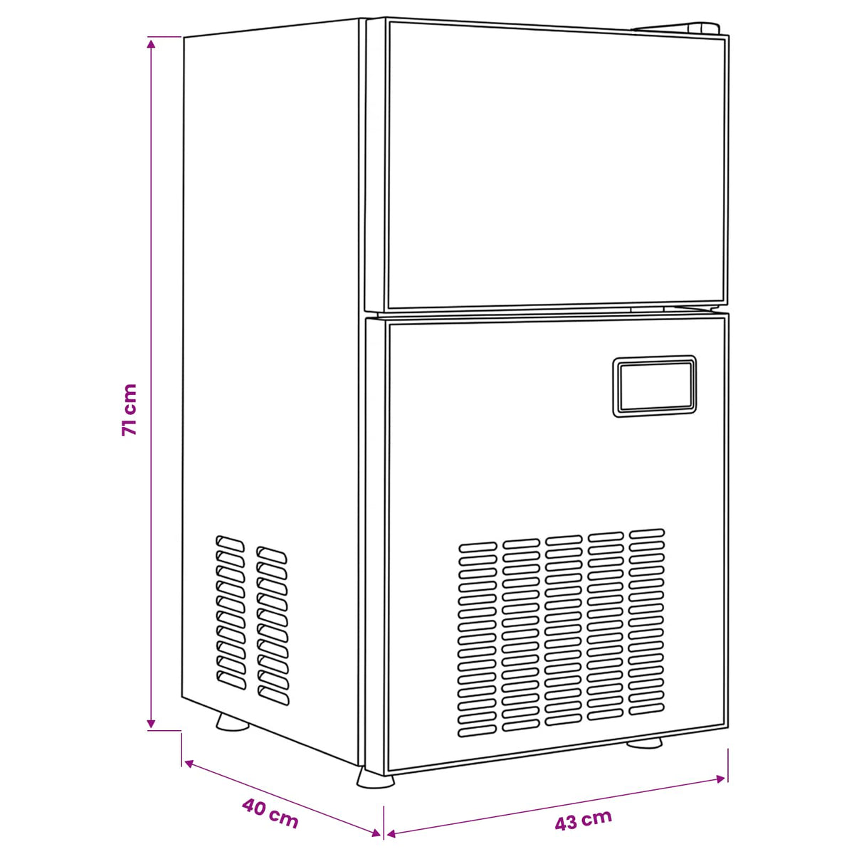 Μηχάνημα πάγου σε κύβους με πόρτα Ασημί 43 x 40 x 71 εκ. - Pakobazaar