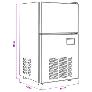 Μηχάνημα πάγου σε κύβους με πόρτα Ασημί 43 x 40 x 71 εκ. - Pakobazaar