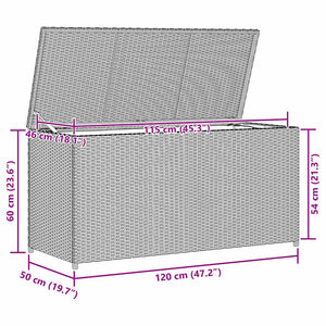 Κουτί Αποθήκευσης Κήπου Γκρι 120x50x60 εκ. από Συνθετικό Ρατάν