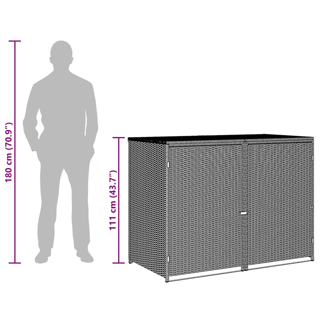 Πλαίσιο Διπλό για Κάδους Απορριμμάτων με Ρόδες Ανθρακί Ρατάν - Pakobazaar