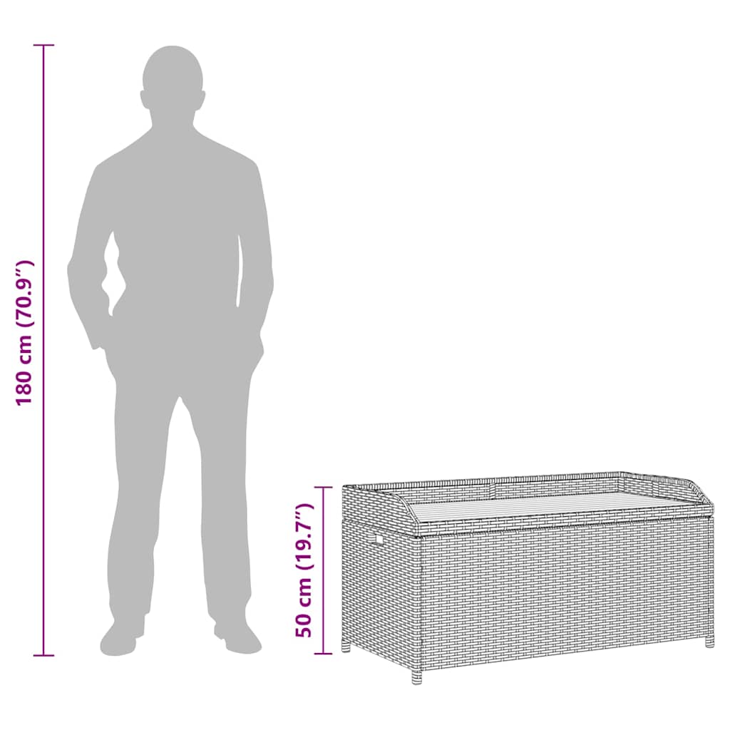 Παγκάκι Κήπου με Αποθηκευτικό Χώρο Μαύρο 120 εκ Συνθετικό Ρατάν - Pakobazaar