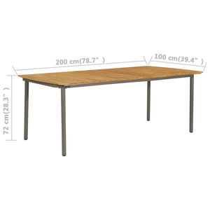 Τραπέζι Κήπου 200 x 100 x 72 εκ. Μασίφ Ξύλο Ακακίας / Ατσάλι
