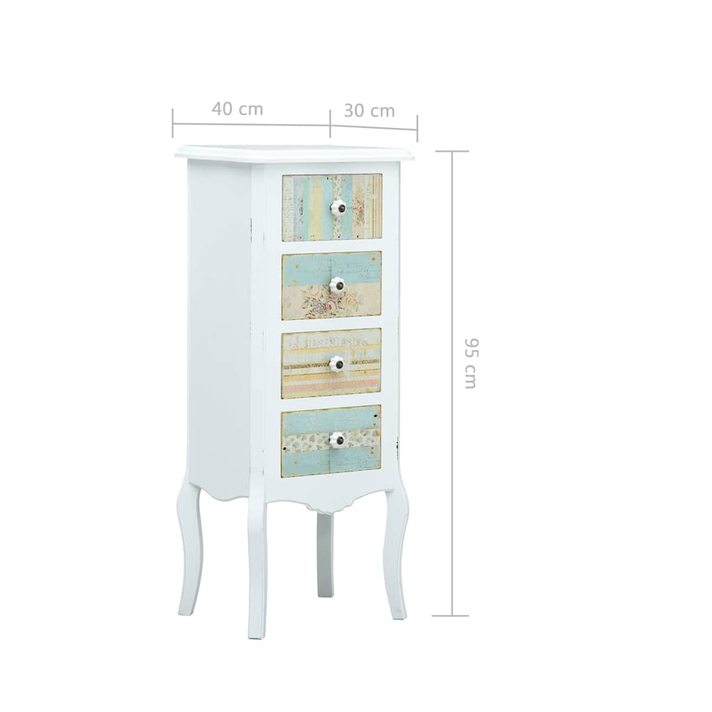 Συρταριέρα με 4 Συρτάρια Λευκή 40 x 30 x 95 εκ. από MDF
